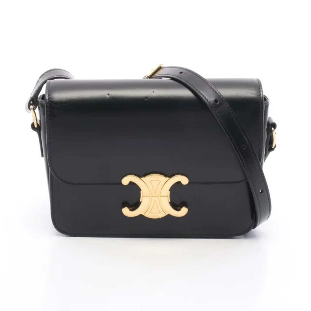 Celine Teen Triomphe Bag Shoulder Leather Black
